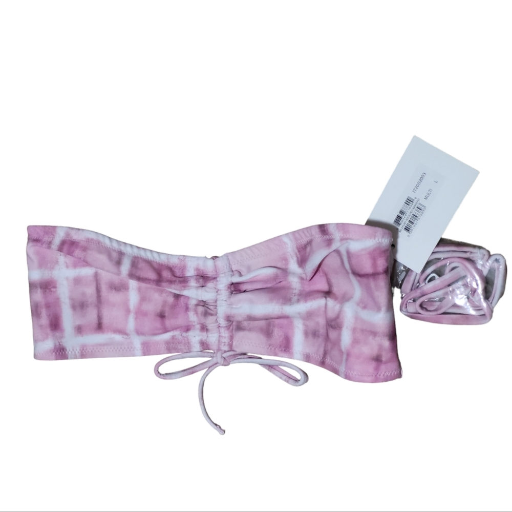 Twiin No Doubt Ruched Bandeau Bikini Top NWT M